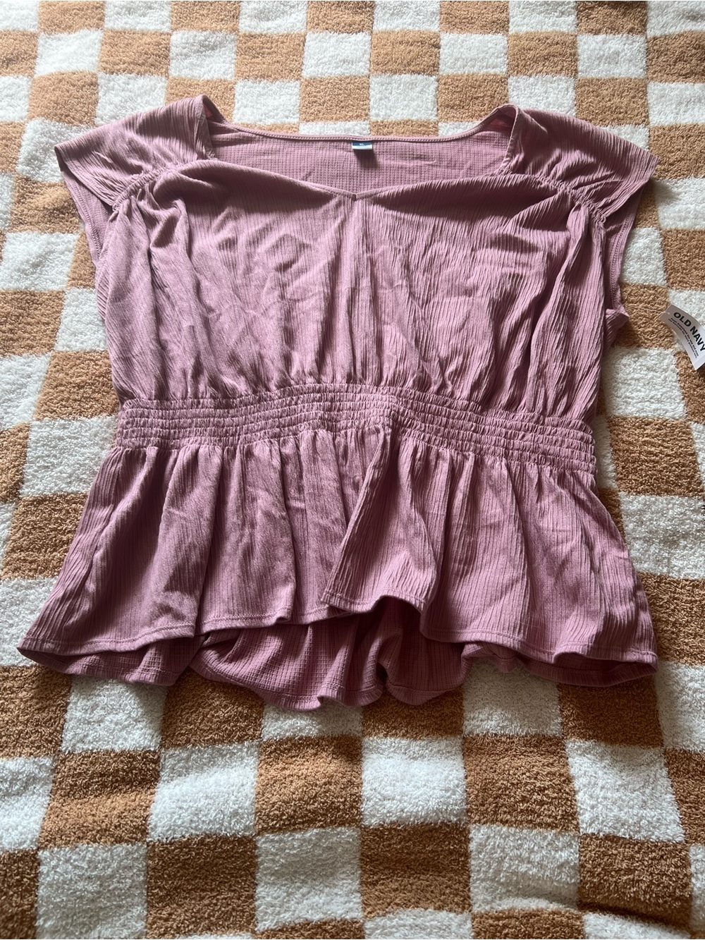 Old Navy Dusty Rose Peplum Short Sleeve Tunic